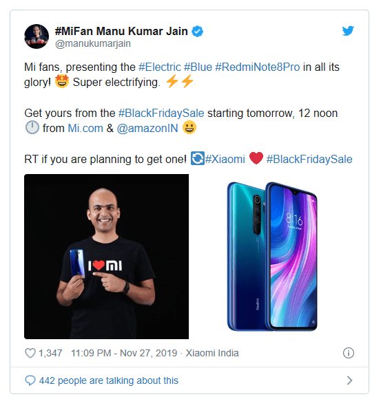 Redmi Note 8 pro electric blue color